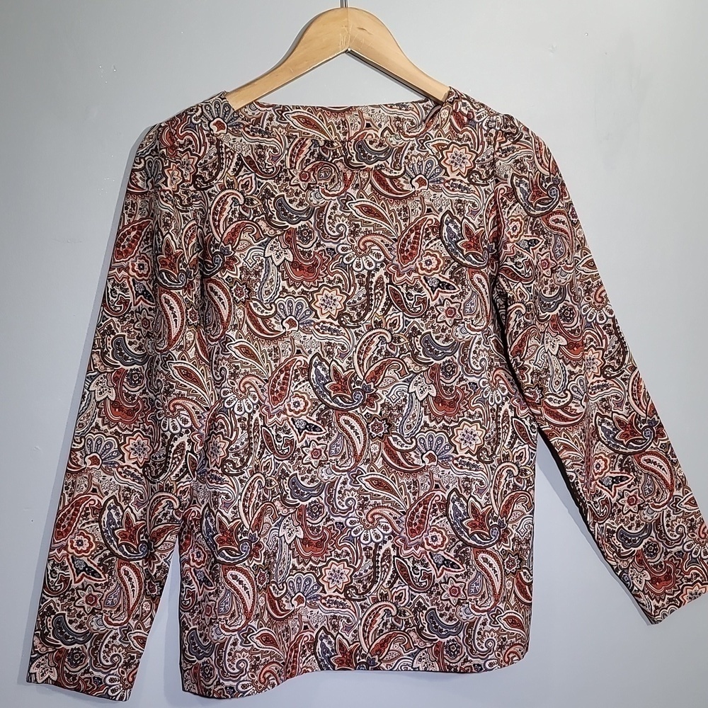 SEARS Vintage 60's, 70's Paisley Print Long Sleeve Blouse